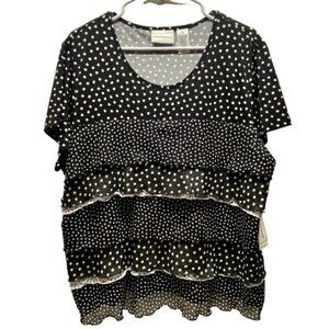 Alfred Dunner Spring Bliss Blouse Large Multicolor Layered Semi Sheer $50 NWT